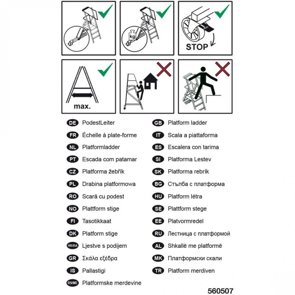 Наклейка Информация о лестницах с платформой KRAUSE 200242