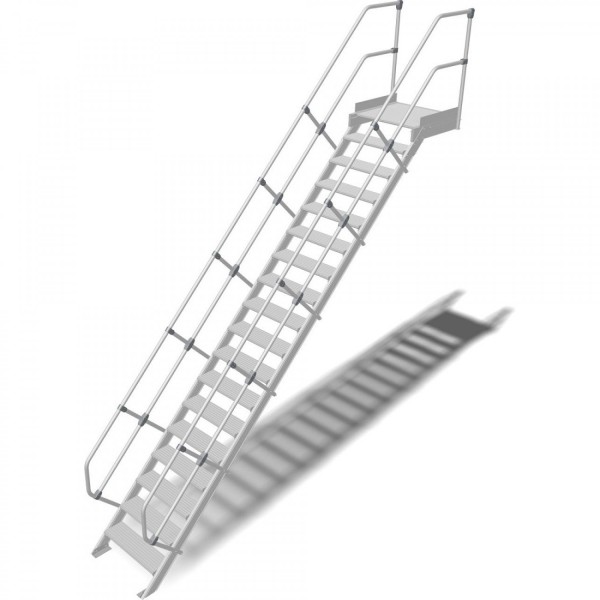Трап с платформой стационарный KRAUSE 18 ступеней, ширина 800 мм 45° 824479