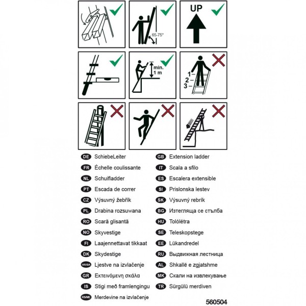 Наклейка Информация о выдвижных лестницах KRAUSE 200211