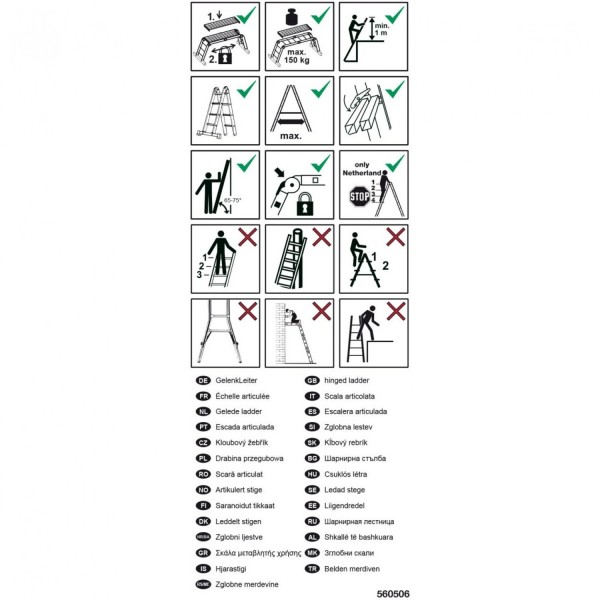 Наклейка Информация о шарнирных лестницах KRAUSE 200235